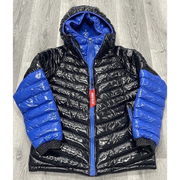 Robert Phillips EST. 1988 Authentic Manufactured Black/Blue Puffer Jacket Mens L - Picture 1 of 9